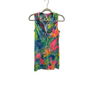 Lilly Pulitzer 20918 Sleeveless Floral Preppy Bright Essie Dress Women Size XS